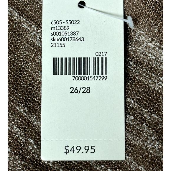 Lane Bryant NWT Women Plus Size 26/28 Bat Wing Open Front Brown Cream Cardigan - Picture 7 of 10